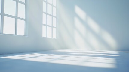 Obraz premium A sleek 3D illustration of a minimalist office with a stylish desk, laptop, and abstract art.