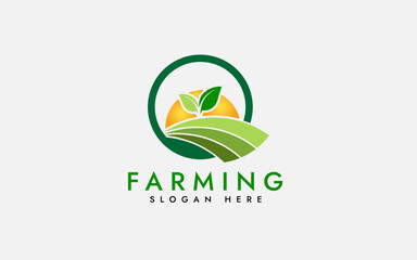 Farming Agriculture Logo Vector Design, Agribusiness, Eco-Farm And Rural Country. Farm Industries And Agronomy