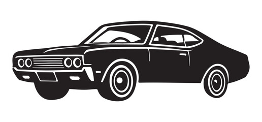 Classic Muscle Car Silhouette in Black
