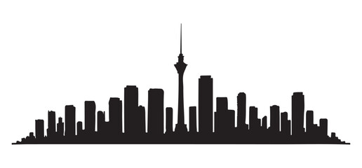 Fototapeta premium Auckland City Skyline Silhouette Vector Illustration