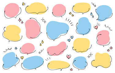 Fototapeta premium Rough and cute hand-drawn style speech bubble set (Pastel colors)