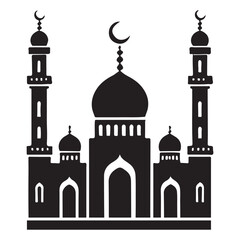 Elegant Silhouette Illustration of a Mosque