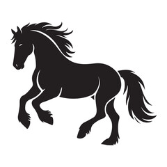 Powerful Black Silhouette of a Clydesdale Horse