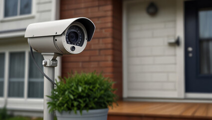 illustration of security cameras on the walls and front of the house