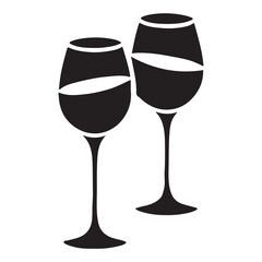 Two Wine Glasses Silhouette Illustration
