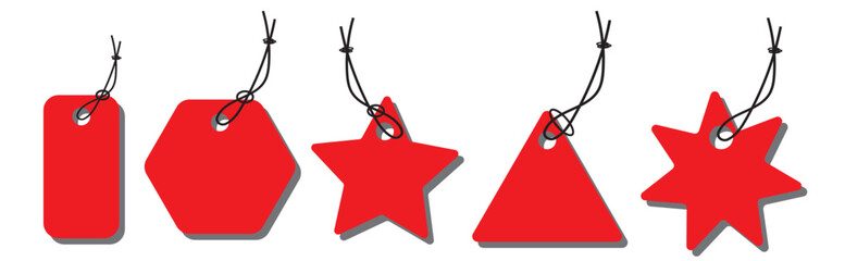 Set Of Blank Black Discount Sale Tags, Labels, Stickers. Sale Tags For Discount Sale Promotion Vector Illustration