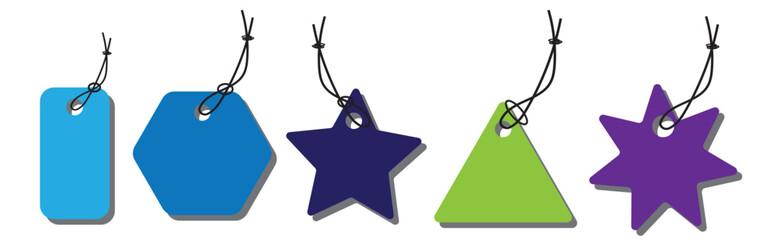 Set Of Blank Black Discount Sale Tags, Labels, Stickers. Sale Tags For Discount Sale Promotion Vector Illustration