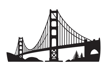 Iconic Silhouette Illustration of the Golden Gate Bridge