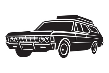 Vintage Station Wagon Silhouette Vector Art
