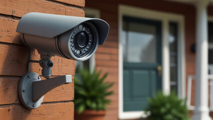 illustration of security cameras on the walls and front of the house