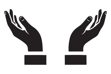 Obraz premium Open Hands Silhouette Vector Illustration