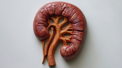 Detailed Anatomical Model of Human Kidneys with Ureters Medical Illustration