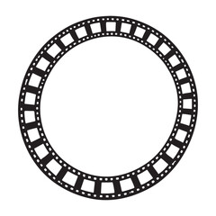 Classic Film Reel Frame Circular Silhouette Illustration