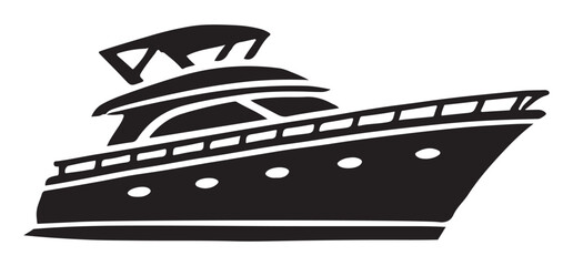 Luxury Motor Yacht Silhouette Vector Illustration