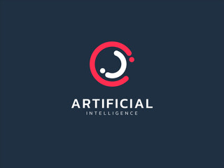 Fototapeta premium Artificial intelligence with Abstract Movement Lines Circle technology Analysis logo vector design concept. AI technology logotype symbol for advance technology, tech company, ui, automation, robotics
