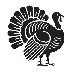 Elegant Turkey Silhouette Vector Art Illustration Thanksgiving Element
