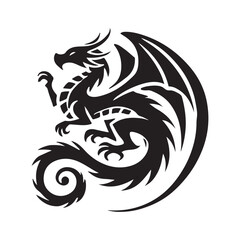 Majestic Dragon Silhouette Vector Artwork Illustration Fantasy Design Concept