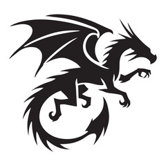 Dragon Silhouette Vector Art Illustration Fierce Fantasy Creature Design