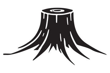 Tree Stump with Roots Silhouette Vector Graphic