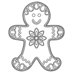 Christmas Ornament, Mandala Gingerbread Man, silhouette zendoodle illustration. template for craft, vinyl, paper cutting, t-shirt design