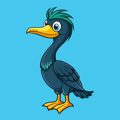 cormorant cartoon isolated on white