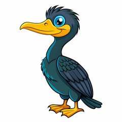 cormorant cartoon isolated on white