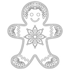 Christmas Ornament, Mandala Gingerbread Man, silhouette zendoodle illustration. template for craft, vinyl, paper cutting, t-shirt design