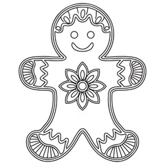 Christmas Ornament, Mandala Gingerbread Man, silhouette zendoodle illustration. template for craft, vinyl, paper cutting, t-shirt design