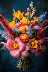 Naklejka premium Vibrant Bouquet of Colorful Flowers Arranged Beautifully