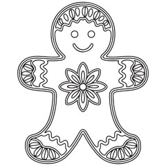 Christmas Ornament, Mandala Gingerbread Man, silhouette zendoodle illustration. template for craft, vinyl, paper cutting, t-shirt design