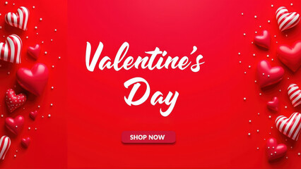 Festive Valentine's Day Red Background with Hearts and Romantic Elements, Perfect for a Holiday Celebration