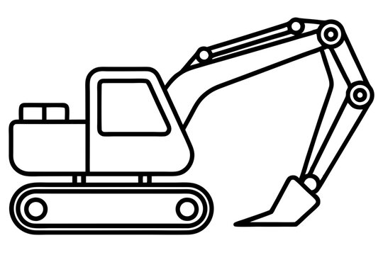 black and white excavator construction vehicle clip art preview