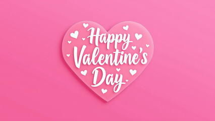 Lovely Pink Heart with Valentine's Day Message, Featuring Elegant Typography and Calligraphy on a Pink Background