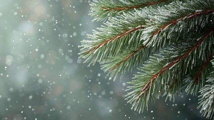 Obraz premium Snow-Covered Pine Branch in Winter Wonderland