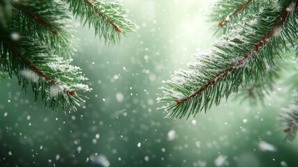 Winter Wonderland: Snow Covered Pine Branches