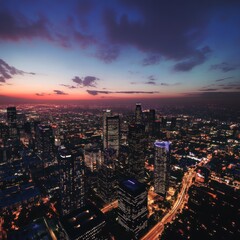 Fototapeta premium Los Angeles Skyline at Dusk: A Breathtaking Panorama of City Lights