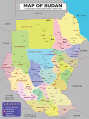 Obraz premium African Countries Geography Political map. Political map of country with capital, province or state capital, major cities and town.