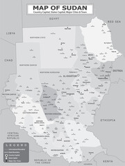 Obraz premium African Countries Geography Political map. Political map of country with capital, province or state capital, major cities and town.