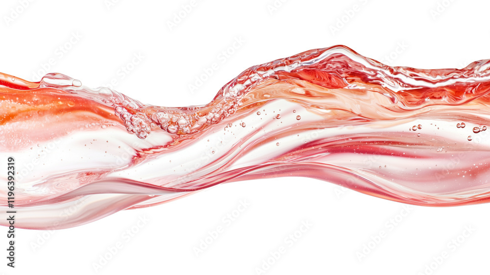 Fototapete dynamic flow of red liquid with bubbles creates captivating wave like pattern against transparency background, showcasing fluidity and motion