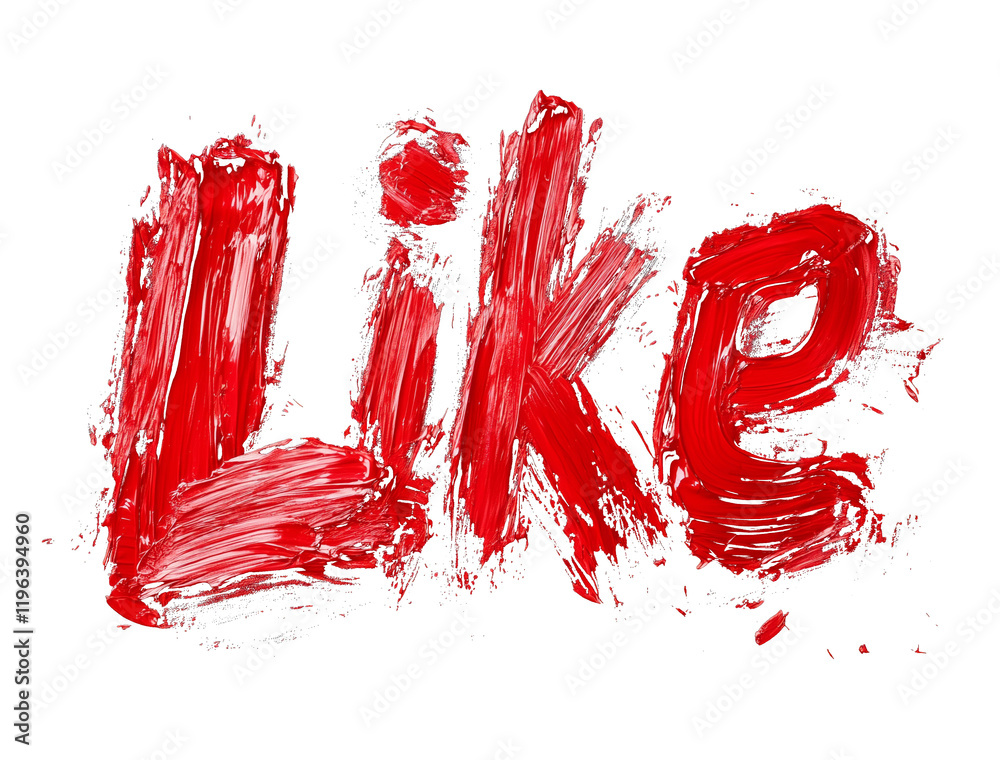 Aufkleber word like painted in bold red brushstrokes on transparency background, creating striking and artisti