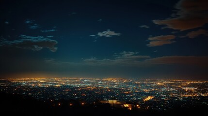 Fototapeta premium Night Cityscape: A Panoramic View of Illuminating City at Night