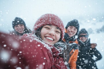 Winter Wonderland Selfie: Friends Enjoying Snowy Day