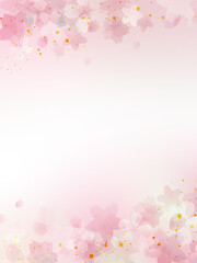 春の和柄、桜の水彩風背景イラスト