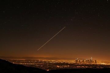 Nightfall over Los Angeles: A Celestial Trail Across the City of Angels