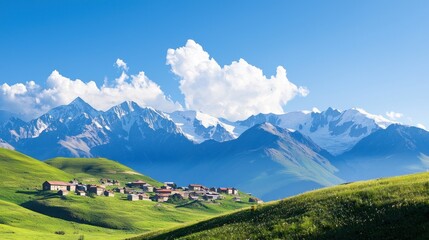 Obraz premium Mountain Village Landscape