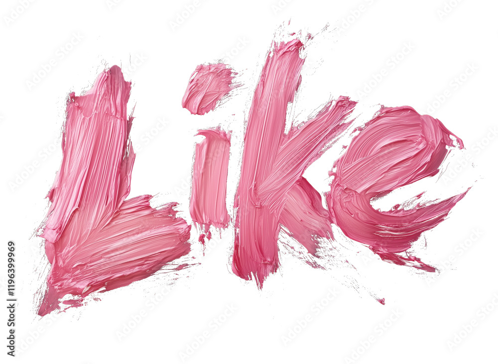Poster word like is painted in blush pink with delicate and soft strokes, isolated on transparency backgrou