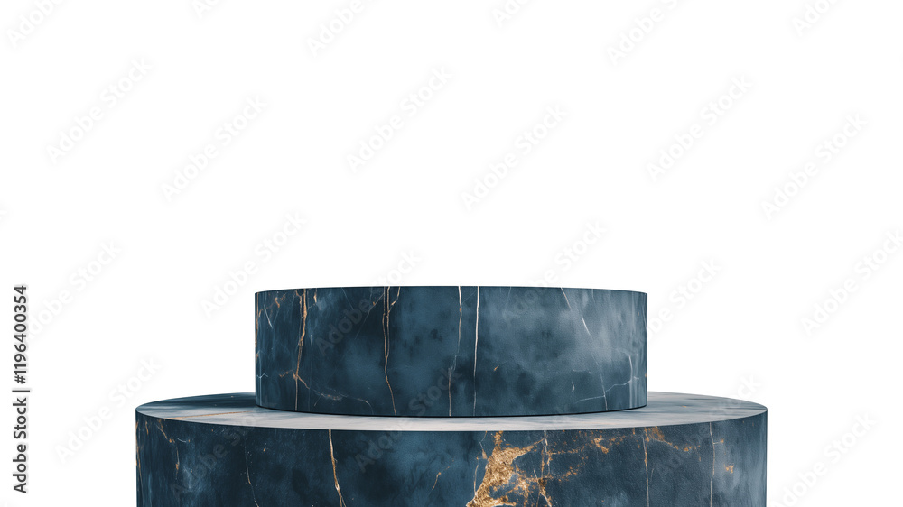 Poster cylindrical display stand with navy granite texture, featuring smooth, polished surface, ideal for s