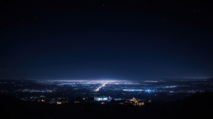 Night Cityscape Panorama: A Serene View of Los Angeles Under the Stars