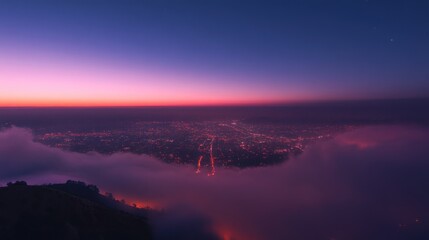 City Lights Above the Clouds at Dusk: A Breathtaking Aerial View