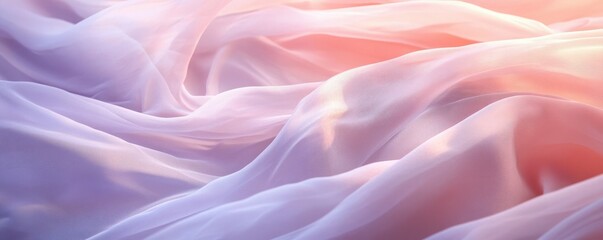 Obraz premium A soft, flowing fabric in pastel shades, illuminated by gentle light, creating a serene and dreamy atmosphere.